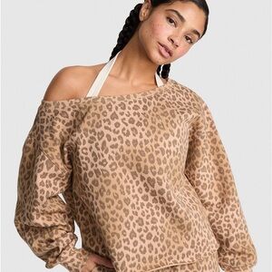 VS PINK Leopard Print Off shoulder Sweatshirt L